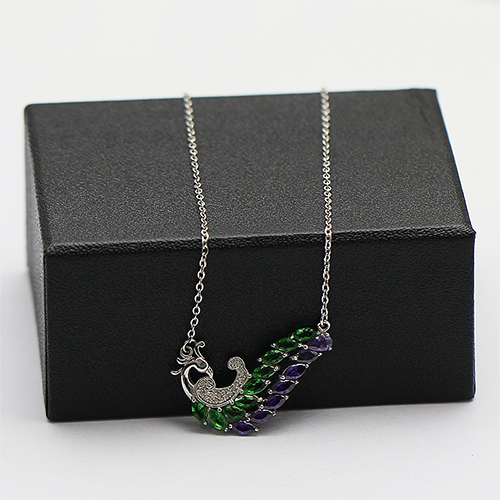 925 Sterling silver peacock necklace unique delicate jewelry nickel free