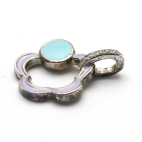 925 Sterling silver flower pendant epoxy process zircon jewelry diy jewelry accessories charms