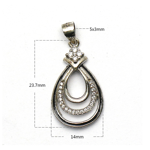 925 Sterling silver water droplets pendant plated with zircon accessories for jewelry