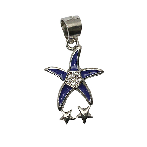 925 Sterling silver blue starfish pendant cubic zircon micro inlay charm nickel free
