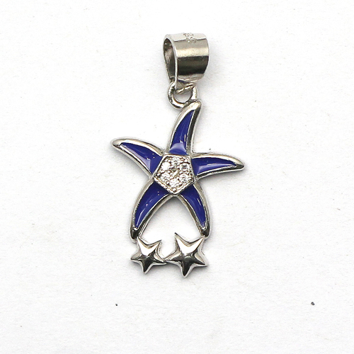 925 Sterling silver blue starfish pendant cubic zircon micro inlay charm nickel free