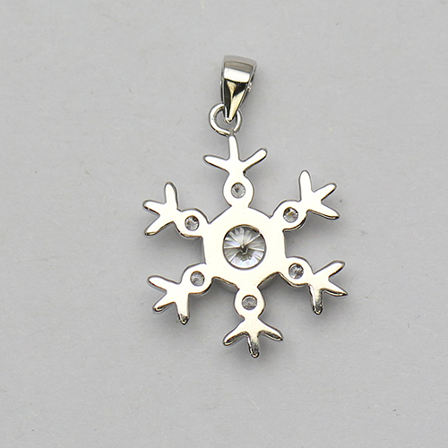 925 Sterling silver snowflake pendant plated with zircon jewelry making findings
