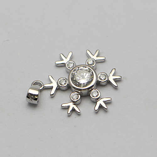 925 Sterling silver snowflake pendant plated with zircon jewelry making findings