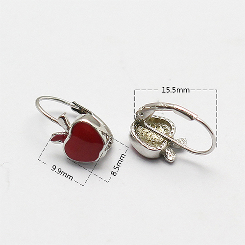 925 Sterling Silver Red Apple Ear Hook Gift for Little Girl Delicate Earring Leverback Earrings Hooks