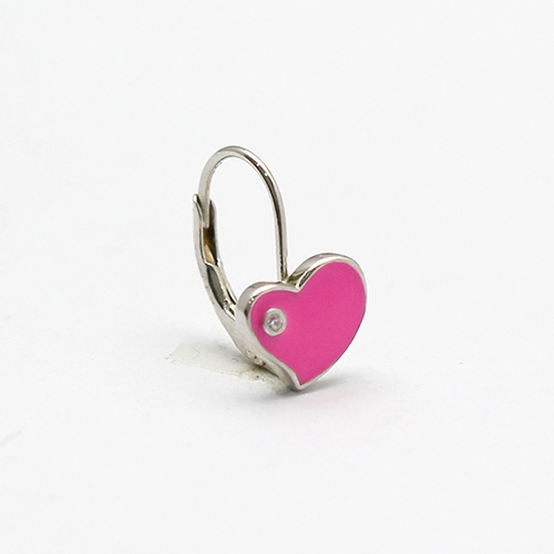 925 Sterling silver pink heart ear hook personalized baby gifts nickel free