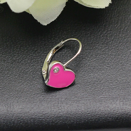 925 Sterling silver pink heart ear hook personalized baby gifts nickel free