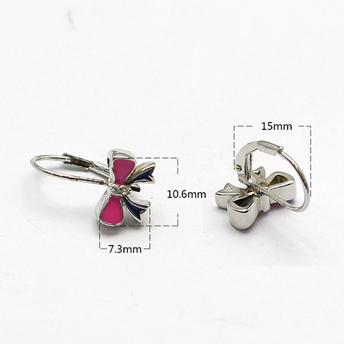 925 Sterling Silver Pink Bowknot Earrings Delicate Ear Hook Leverback Earrings Hooks