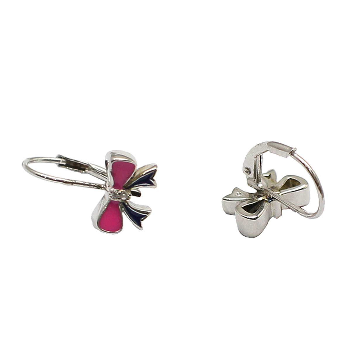 925 Sterling Silver Pink Bowknot Earrings Delicate Ear Hook Leverback Earrings Hooks