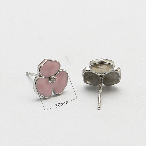 925 Sterling Silver Stud Earring Little Girl Jewelry Pink Flower New Design
