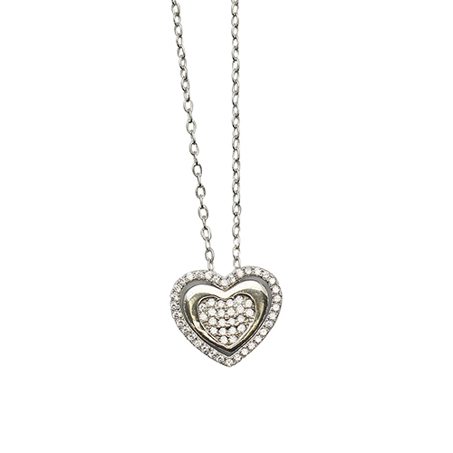 925 Sterling silver heart chain fashion women zircon charm necklace jewelry accessories making