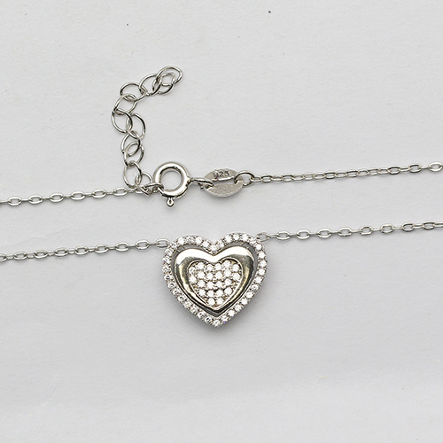 925 Sterling silver heart chain fashion women zircon charm necklace jewelry accessories making