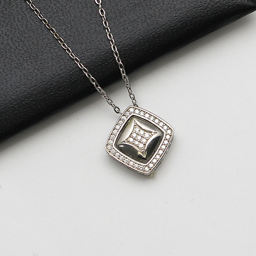 925 Sterling silver necklace rhombus pendant nickel free jewelry