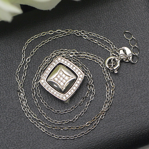 925 Sterling silver necklace rhombus pendant nickel free jewelry