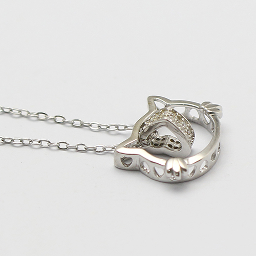 Sterling silver cat necklace pet simple charm chain for girls wholesale jewelry lots