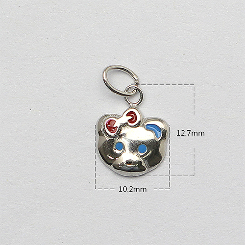Silver Tiny Colorful Animal Cat Charm Pendant Girl's Necklace