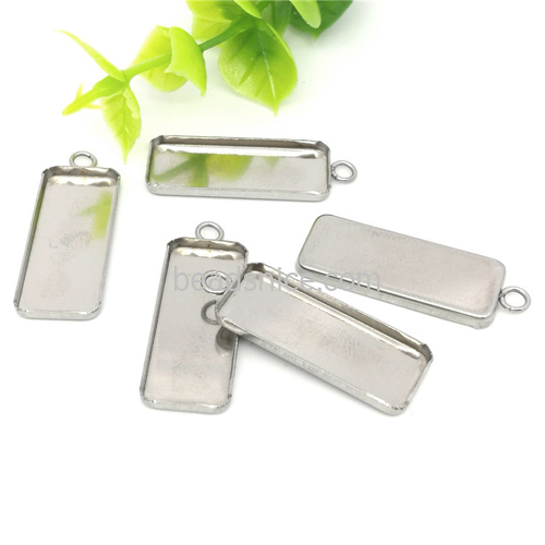 Stainless Steel Rectangle Pendant Tray Cabochon Setting