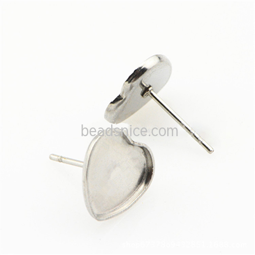 Stainless Steel Bezel Earring Blanks Heart Earring Pendant Trays