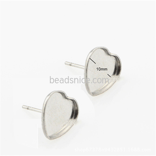 Heart Stainless Steel Earring Stud Base Settings Post
