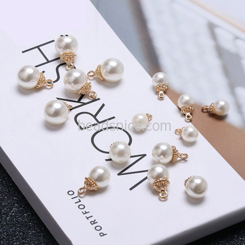 Pearl pendant charm smooth glossy DIY jewelry making supplies