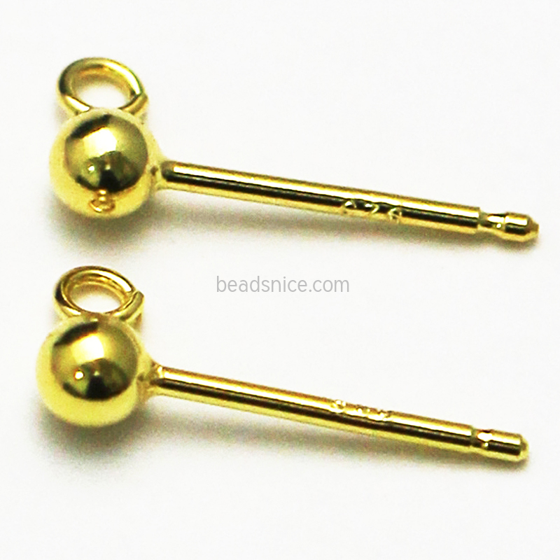 Sterling Silver Ear Stud Component, 13x3mm, Hole:Approx 1.5MM，
