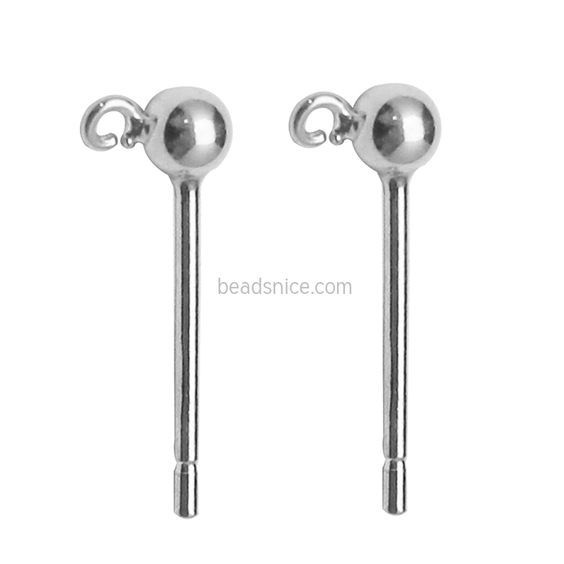 Sterling Silver Ear Stud Component, 13x3mm, Hole:Approx 1.5MM，