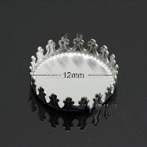 Stainless steel crown round tray necklace pendant DIY jewelry accessories