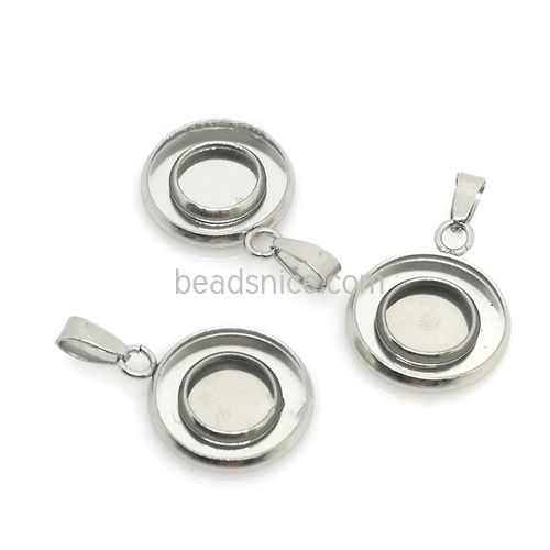 Stainless Steel Double Circle Round Pendant Blank Jewelry