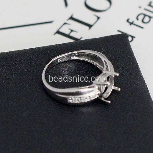 Ring mountings 925 sterling silver jewelry ring findings oval Sure set of  ring mountings for gems size 4 6X7mm