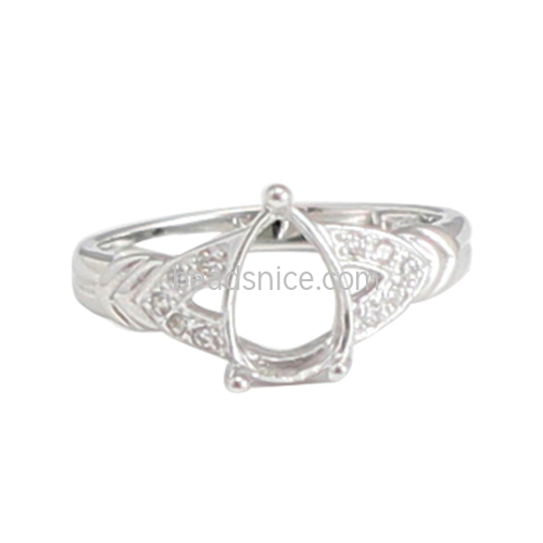 Teardrop shaped 925 sterling silver ladies classic ring setting