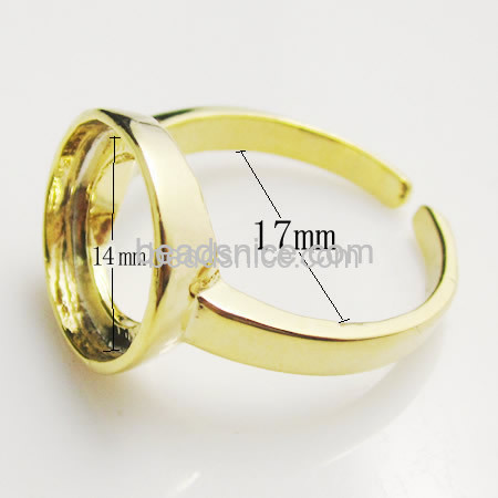 Brass Round adjustable ring base cabochon setting