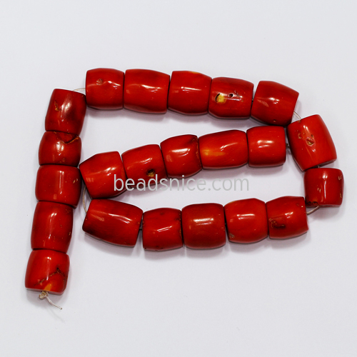 Natural red coral stone beads tube shape