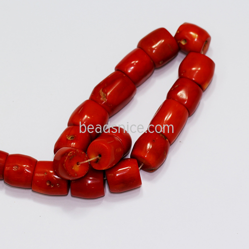 Natural red coral stone beads tube shape
