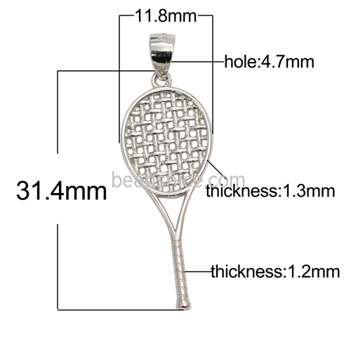 925 Sterling silver tennis racket pendant