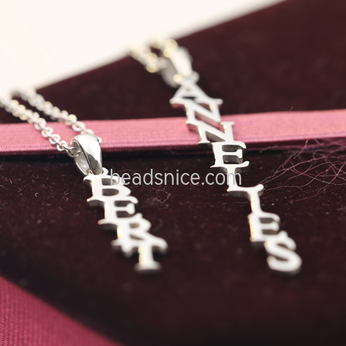 925 Silver Pendant Necklace Korean Letter Chain DIY Custom Accessories Couple Necklace Wholesale Custom