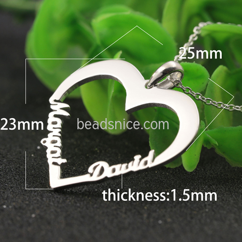 DIY custom personality couple necklace fashion love heart moving necklace company 925 silver LOGO pendant wholesale