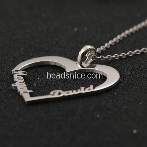 DIY custom personality couple necklace fashion love heart moving necklace company 925 silver LOGO pendant wholesale