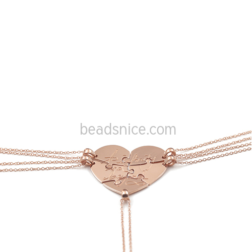 Rose gold 925 silver puzzle silver necklace DIY custom name necklace heart pendant LOGO pattern custom vintage jewelry