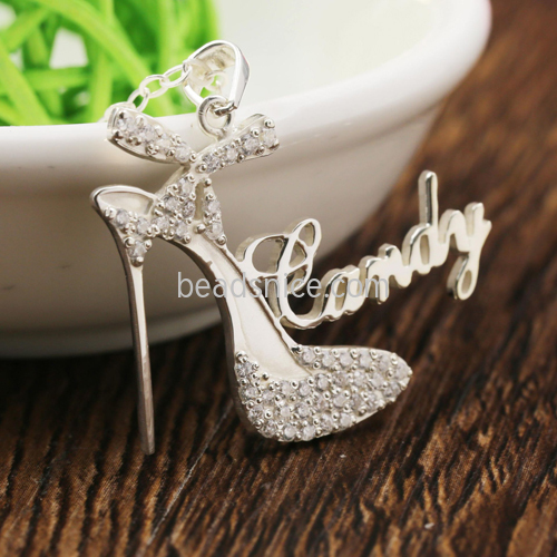 Name engraved necklaces DIY custom necklace 925 silver jewelry English necklace Cinderella crystal shoes handmade female