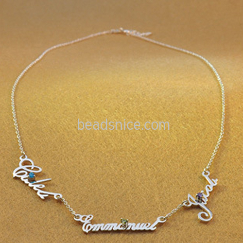 925 silver custom full diamond necklace name lettering clavicle chain DIY creative English pendant wholesale