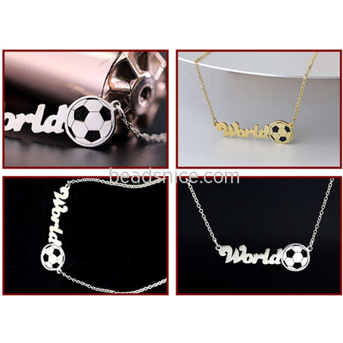 925 Silver Creative Clavicle Chain DIY Handmade Ornaments Personality Gifts  Wholesale Custom World Cup Football Necklace