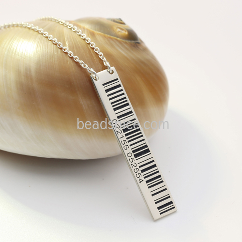 925 sterling silver necklace silver piece barcode QR code pendant letter DIY custom necklace