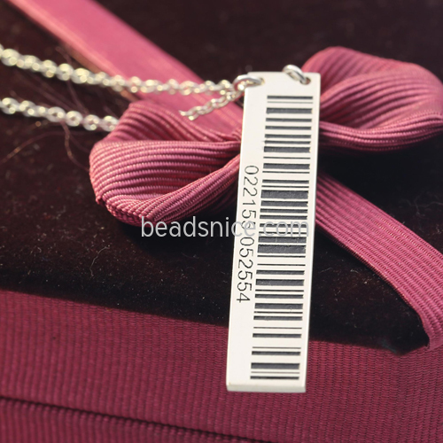 925 sterling silver necklace silver piece barcode QR code pendant letter DIY custom necklace