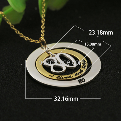 925 Silver Necklace Tag Round Engraved Name DIY Customized Sweater Chain Christmas Birthday Gift Wholesale