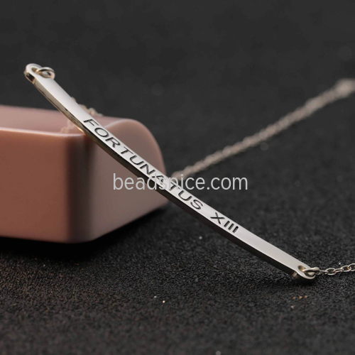 Long plate lettering necklace DIY personalized custom clavicle chain 925 silver name necklace