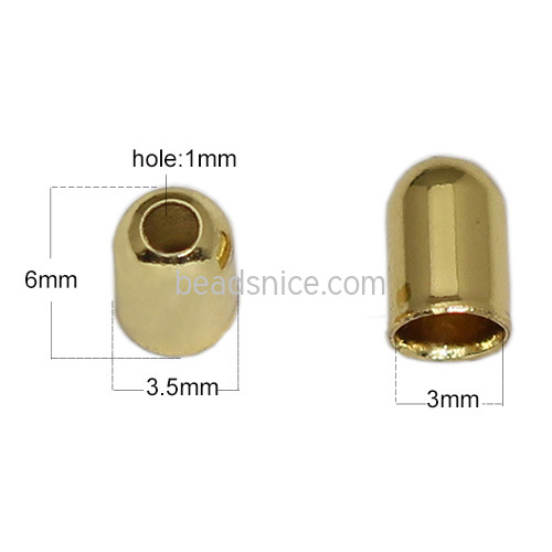 Brass Terminators,end cap, nickel-free,6x5mm,4.5mm in inside diameter ,hole:about 1mm,