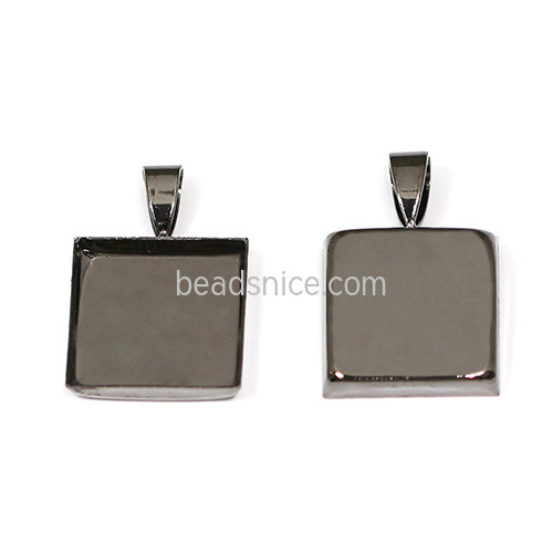 Jewelry Pendant Blank,Pendant Settings,Brass,fits 16x16mm Square,copper or gun metal plating etc, lead-safe,nickel-free,