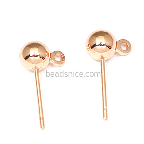 Brass ear stud component, brass, 5mm,nickel free,lead safe,