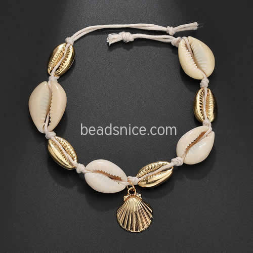 Alloy foot chain  small ball and wafer fashion simple shell Anklet