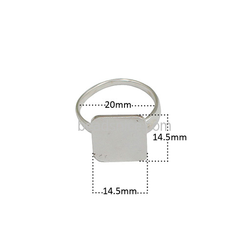 925 sterling silver ring base square fashion jewelry making wholesale