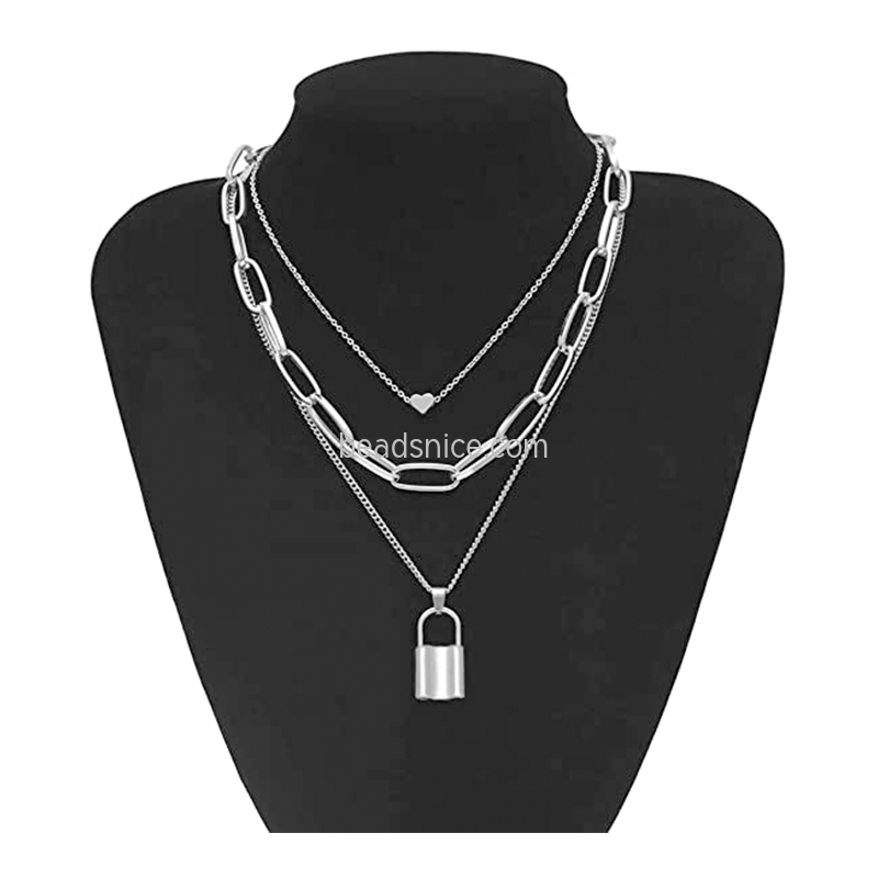 Punk Exaggerated Multi-Layer Chain Necklace Women's Heart Retro Alloy Necklace